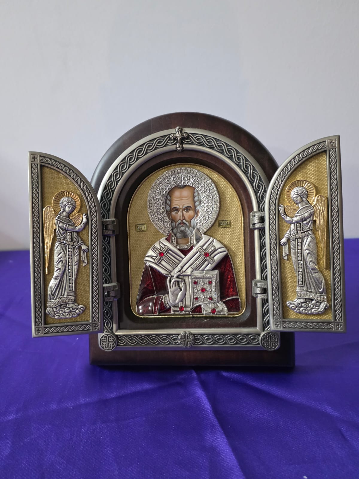 Orthodox Triptych Icon – Silver & Gold Finish