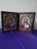Orthodox Velvet Diptych – Virgin Mary & Christ