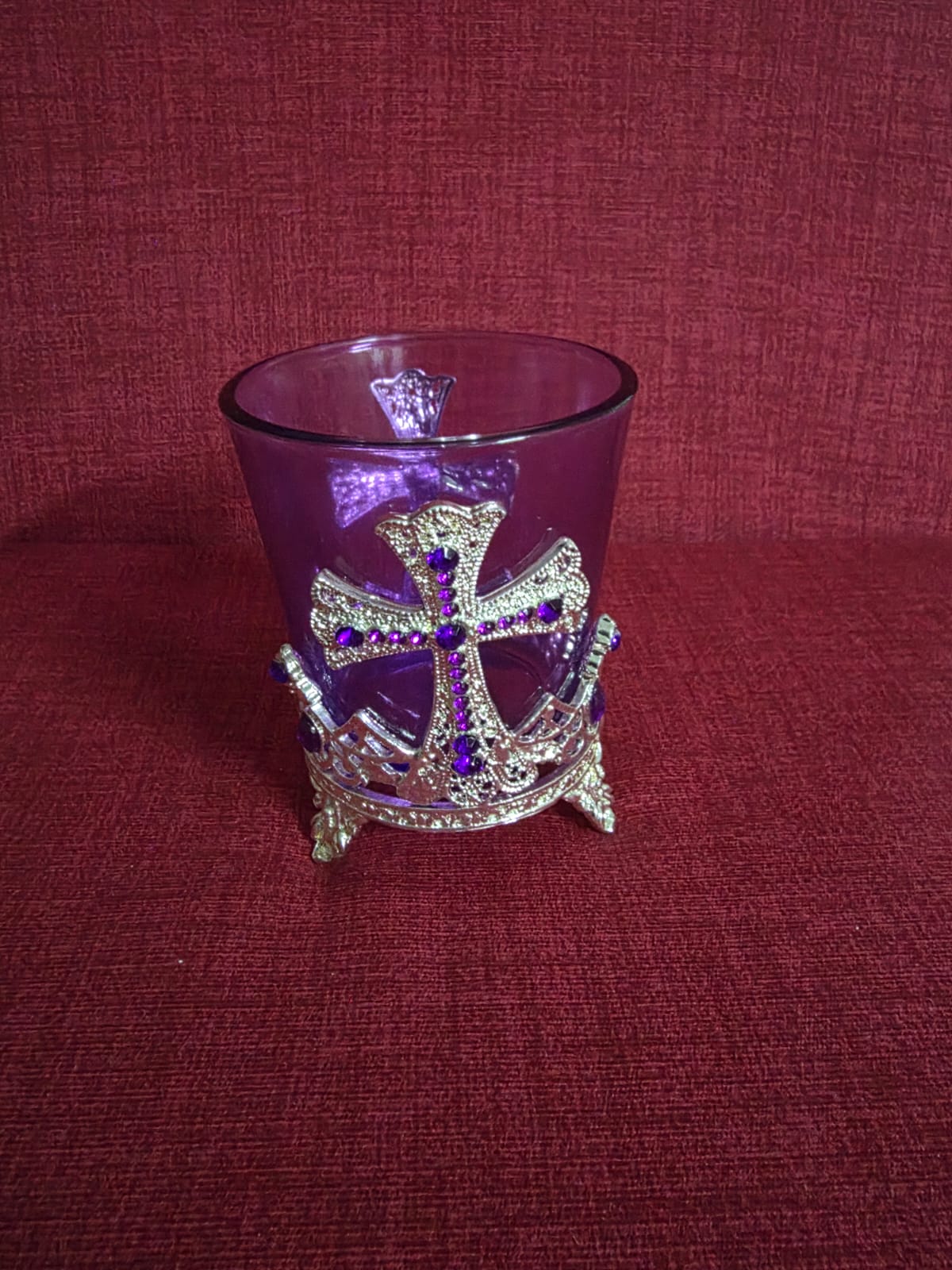 Orthodox Table Oil Lamp (Kandilo) – Glass & Metal (Medium)