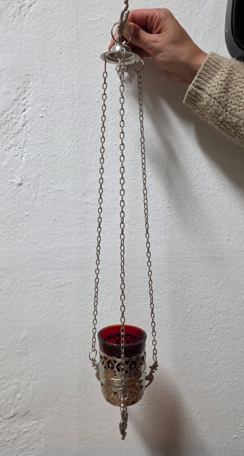 Orthodox Hanging Oil Lamp (Kandilo) – Glass & Metal